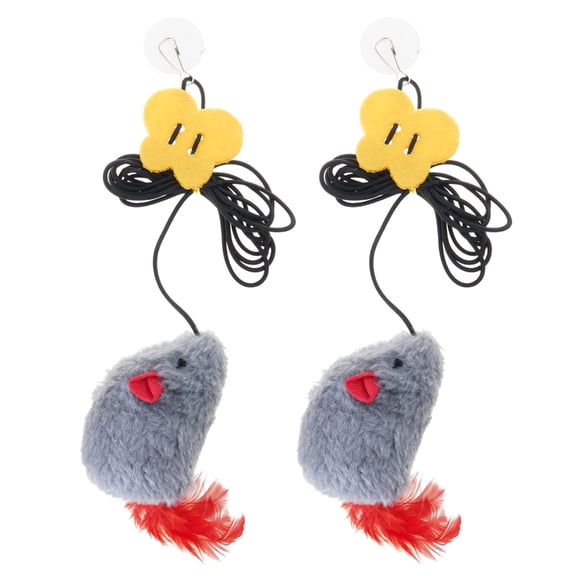 Tizuqe 2Pieces Cats Play Mice Toy Self Amusement Door Hanging Cats Plush Mouse Squeaky Interaction Teaser Toy for Cats