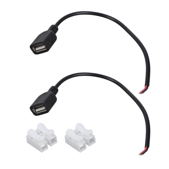 Tizuqe 2pcs USB Female Port Charging Line 2Pin Exposed Wire 5V Power Supply Cord