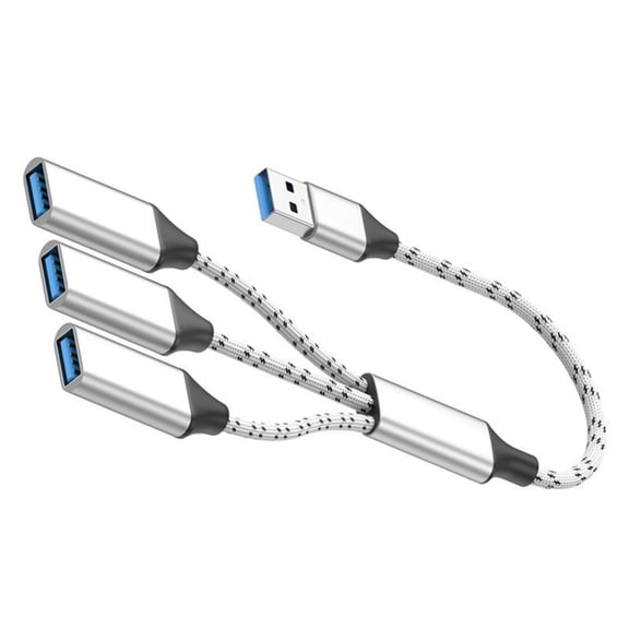 Tizuqe 3 Port USB To USB 2.0 Hub OTG Converters Plug and Play Data Transfer Woven Cable Suitable for Mobile Computer Tablet