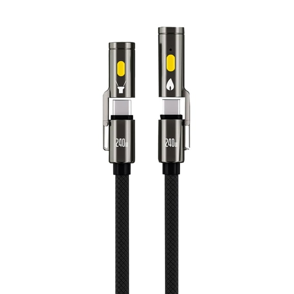 Tizuqe 30-200cm Lightweight Type C to Type C Cord Fast Charging Line with LED Light 240W for Vehicles Outdoor Activity