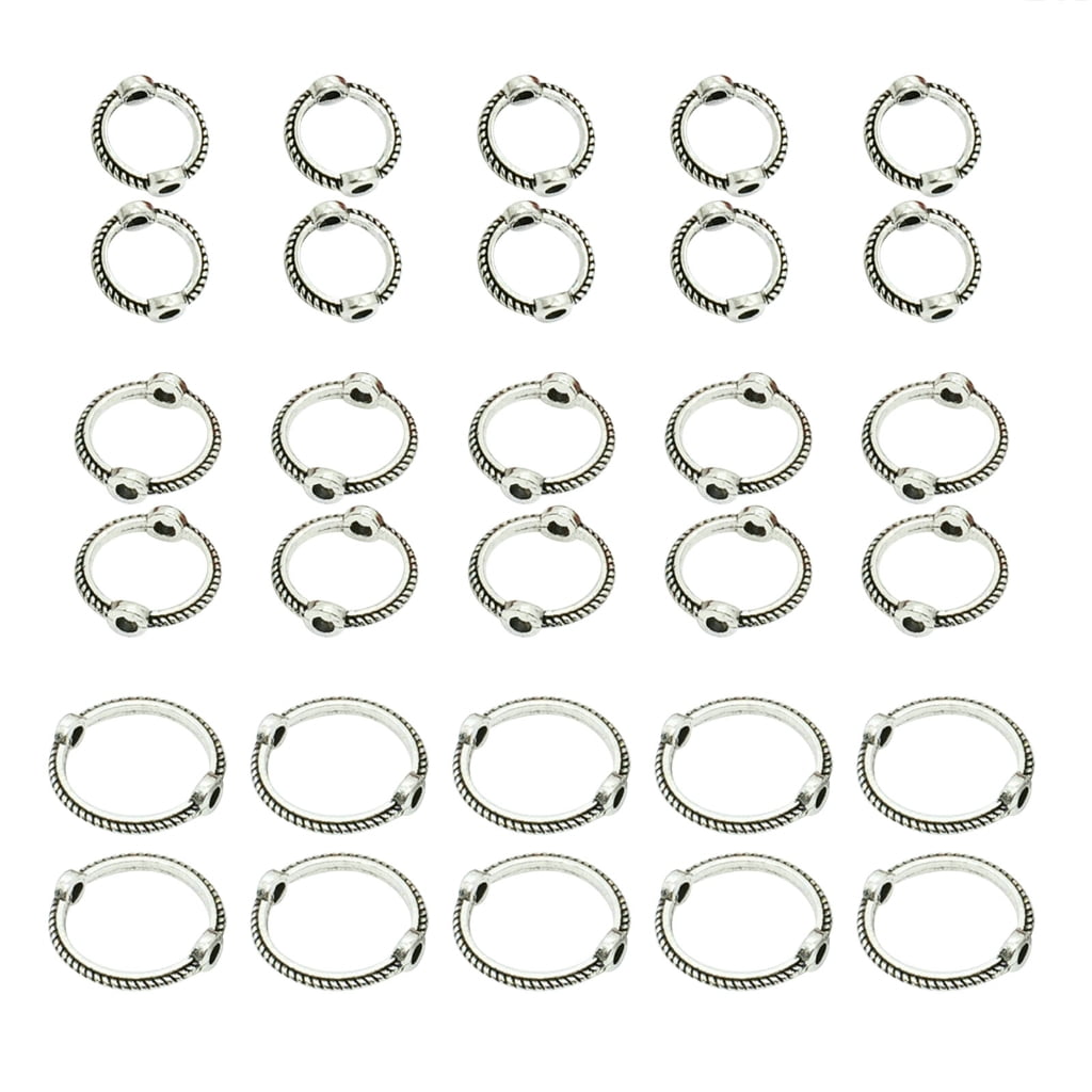 Tizuqe 30Pcs Ring Bail Bead Caps for Jewelry Making Hollow Bead Caps Spacers End Caps for DIY Jewelry Bracelet Necklace Earring