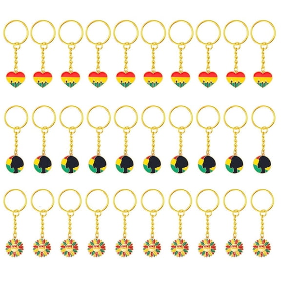 Tizuqe 30pcs Black History Celebration Bulk Keychains Metal Cultural Heritages Gift