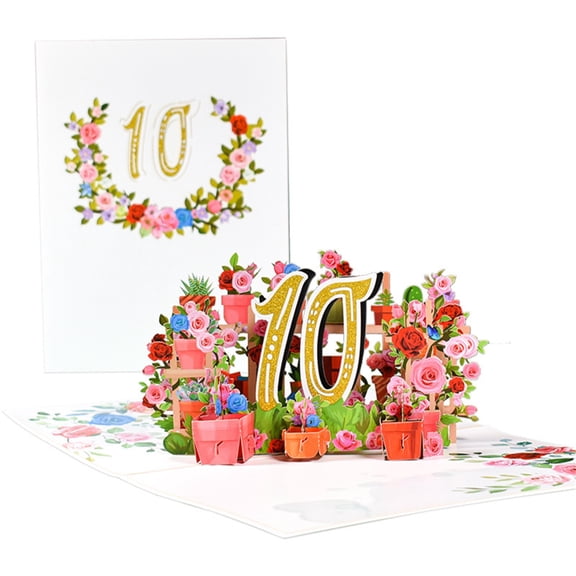 Tizuqe 3D Flower Anniversary Card Set with Envelope Kit Blessing Message Card