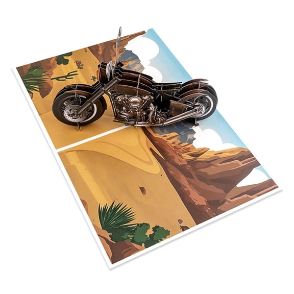 Tizuqe 3D Motorcycle Birthday Greeting Card with Envelope for Fathers Day Celebration Artistic Cruise Bike Design Card