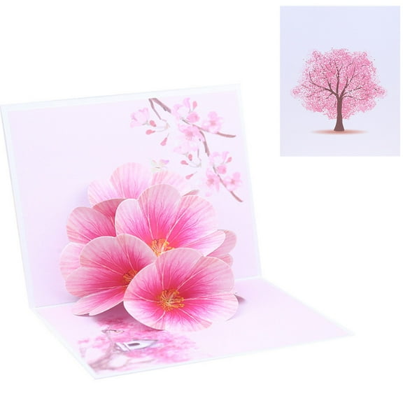 Tizuqe 3D for Pop Up Peach Blossom Greeting Card Cute Flower Design Birthday Cake Card for Children Girls Boys Birthday Blessin