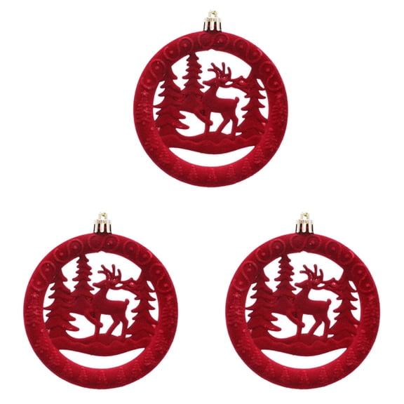 Tizuqe 3PCS Premium Flocking Christmas Decorations Set Soft Velvety Materials Unique Round Design For Tree Window Display Gift