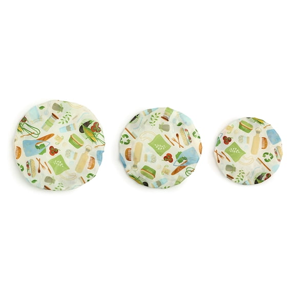 Tizuqe 3pcs Waterproof Elastic Cotton Bowl Covers Beeswaxes Food Safe Bread Proofing Lids for Sourdough Rising and Storage
