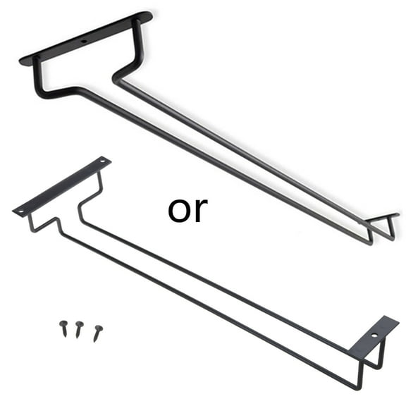 Tizuqe Black Wine Glass Rack Under Cabinet Wine Glass Holder Stemware Rack Hanging Stemware Holder for Cabinet Storage Decor