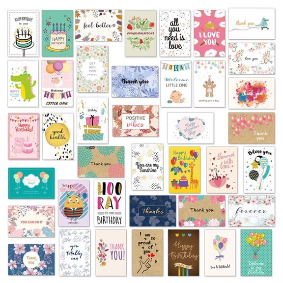 Tizuqe 40pcs Birthday Cards Assortment Greeting Card Postcards Invitation with Envelope
