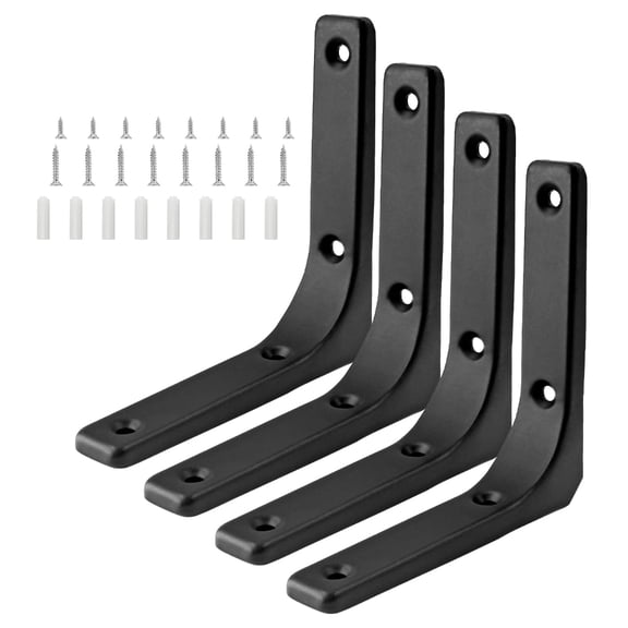 Tizuqe 4Pcs L Shape Wall Shelf Brackets 4x4 Inch Heavy Duty Metal Shelf Support Brackets for DIY Projects with Mounting Screws