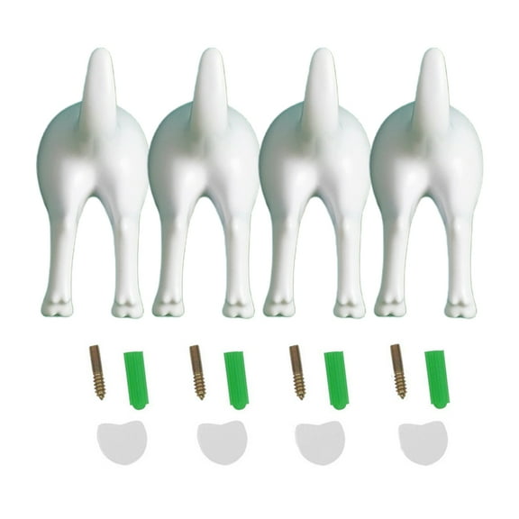 Tizuqe 4Pcs Nordic Style Cute Plastic Dog Tail Hooks with Screws Adhesive Tape Wall Mounted for Key Hanger Hat Coat Hook Decora