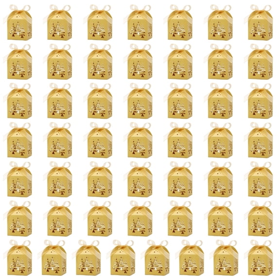 Tizuqe 50 Pieces Candy Boxes for Christmas and Birthday Parties Chocolate Holder Case Holiday Paper Gift Wrapping Container