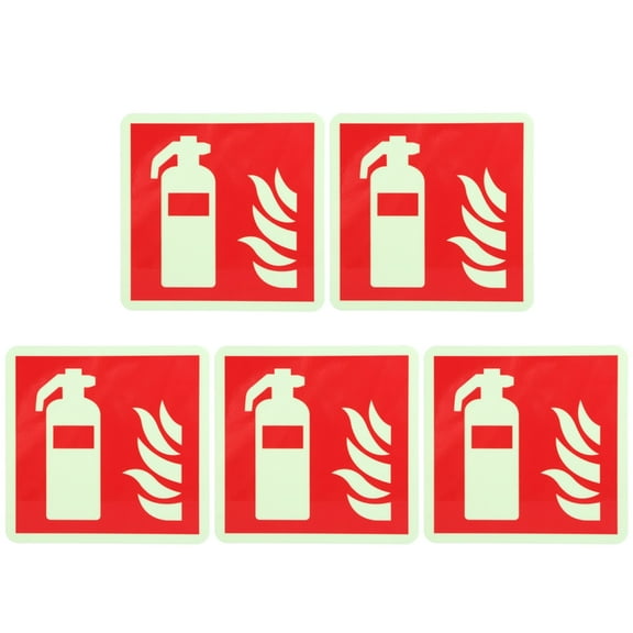 Tizuqe 5Pcs Fire Extinguishers Sign Sticker Glow in Dark Fire Extinguishers Label Decals for Business Shopping Mall Office
