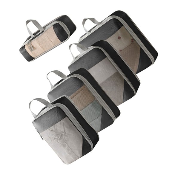 Tizuqe 5Pcs/set Travel Bag Compression Packing Cubes Lightweight Storage Bag Portable
