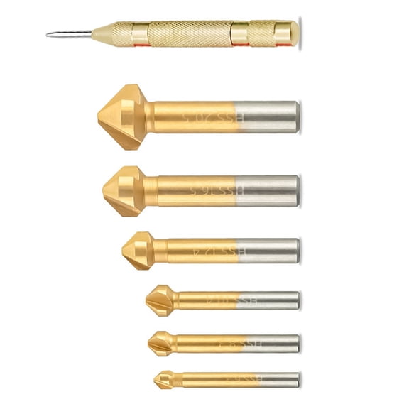 Tizuqe 6/7Pcs Countersink Drill Bit Set Metal Countersink Drill Bit Deburring