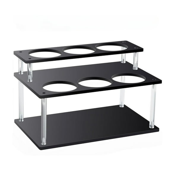 Tizuqe Black 2 Tiers Kitchen Countertop Organizer Rack For 6 Coffee Capacity Syrup Bottles Condiments Wine Storage Stand
