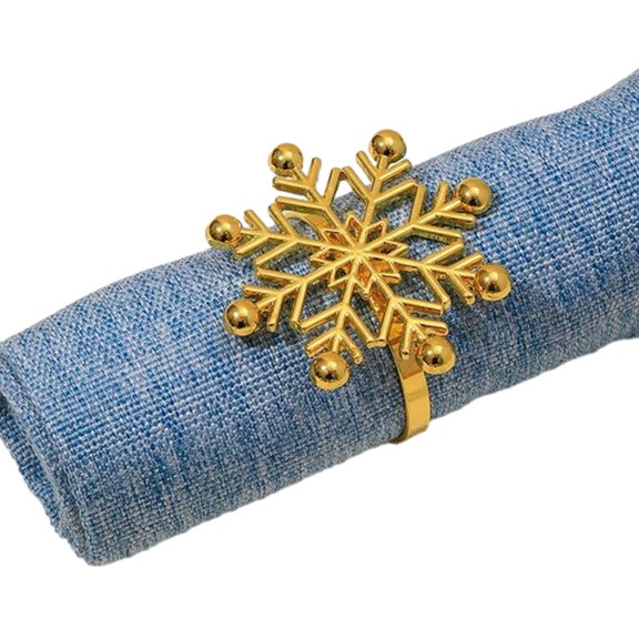 Tizuqe 6 Pack Snowflake Napkin Rings Christmas Serviette Holder Napkin Buckles Serviette Rings Aluminum Material for Napkin
