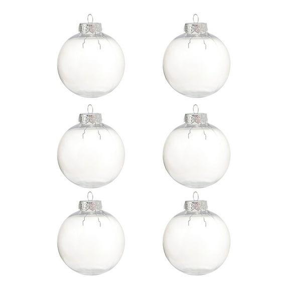 Tizuqe 6Pcs/lot Clear Empty Christmas Ball Ornaments with Removable Gold/Silver Cap