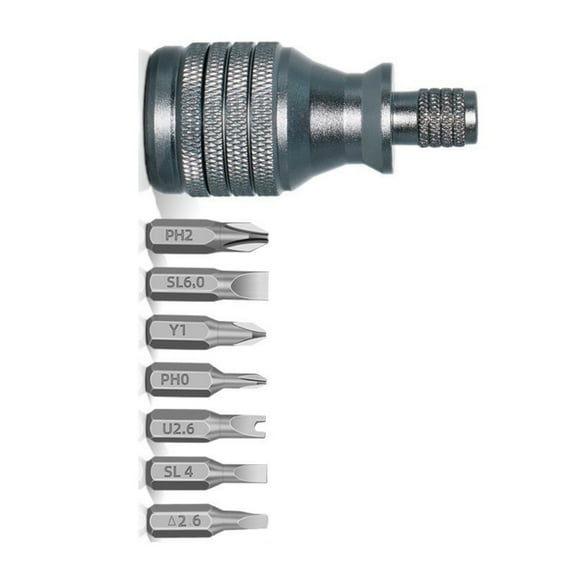 Tizuqe 7 in 1 Mini Aluminum Screwdriver 1/4inch Magnetic Crossing Screw Bit Driver Kit Home
