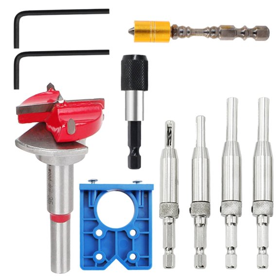 Tizuqe 8 Pcs Pots Hinge Template Set Hinge Drills Locator Door Hinge Drilling Tool