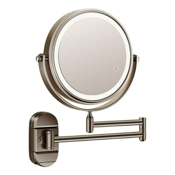 Tizuqe Adjustable Wall Mounted Mirror With Extendable Arm and Three Color Lighting