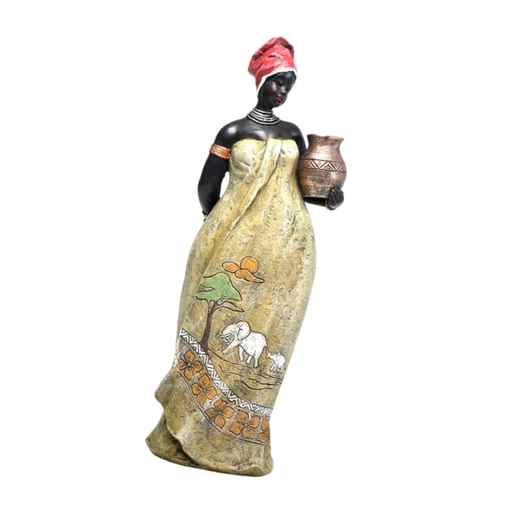 Tizuqe African Women Sculptures Desktop Ornament Exotic Tribal Lady Figurines Statue