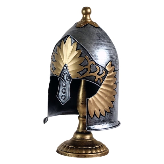 Tizuqe Realistic Greek Headwear Iron Artifact Medieval Helmets Model Ornament with Base Home Decors Historical Replicas Gift