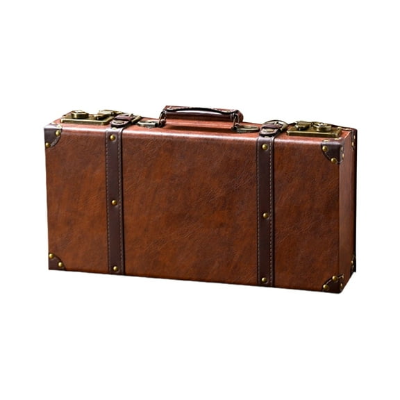 Tizuqe Antique Wooden Storage Trunk With Handle For Home Decoration Wedding Keepsakes Film Props Large Luggage Bag