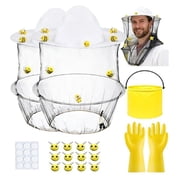 Tizuqe Beekeeper Costume Set Including 2 Beekeeping hat and Veil, 10 Wool Felt Beekeeping hat, 10 Round Double Sided Tape Beekeeper Helmet goggat Hats with Netting for Men Women