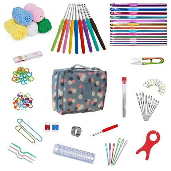 Tizuqe Beginner Crochet Kits Include Ergonomic Hooks, Knitting Needle, Sewing Marker