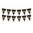 thumbnail image 1 of Tizuqe Black Gold Triangular Pennant Birthday Party Hanging Ornament for Teen, 1 of 7