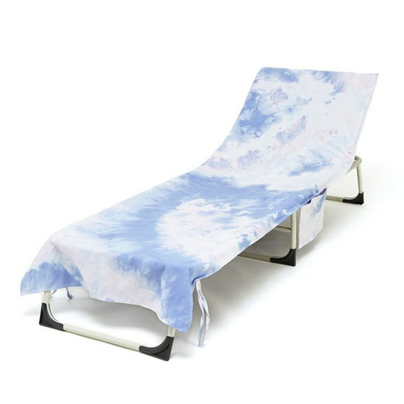 Tizuqe Candy Color Dyeing Chaise Lounge Chair Cover with Side Pockets Ties Foldable Beach Bath Towel for Pool for Sun Lounger Hotel Garden No Sliding