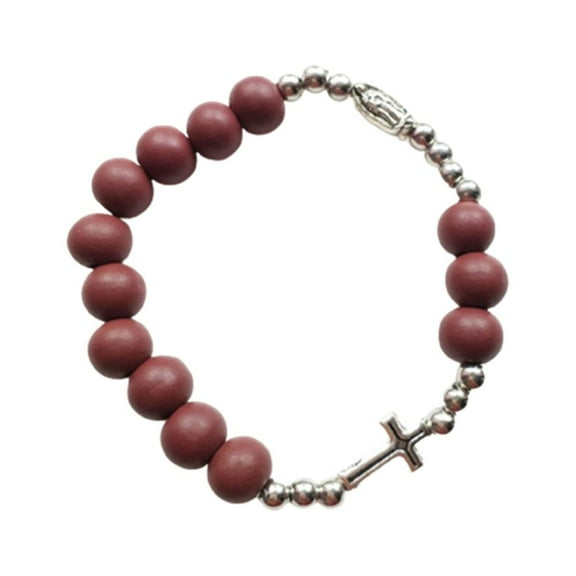 Tizuqe Catholic Cross Rosary Bracelet Vintage Elastic Beaded Chain Baptism Rosaries Bangle Wristband for Men Women Jewelry Gift