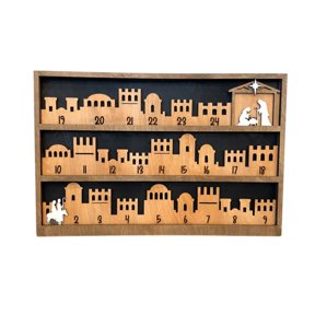 Tizuqe Christmas Nativity Scene Advents Calendar with Movable Star Indoor 3D Wood Base Decoration for Holiday Countdowns