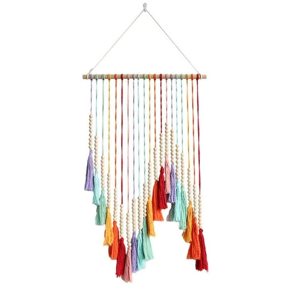 Tizuqe Colorful Tassel Tapestry Art Crafts Decorative Cotton Ornament for Indoor