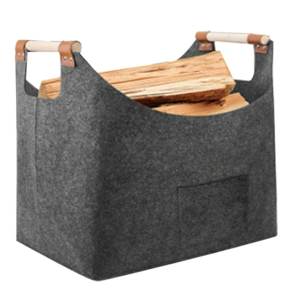 Tizuqe Versatile Log Storage Bin Durable Woods Container Basket for Home Organization Stylish Functional Felt Woods Organizer