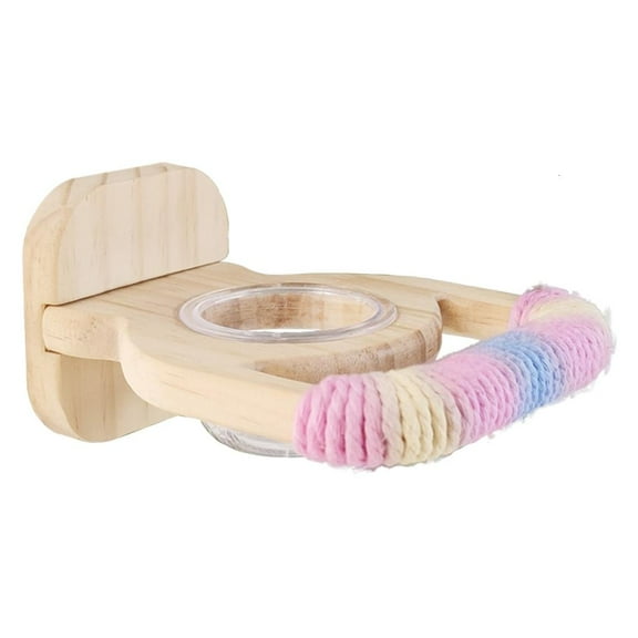 Tizuqe Cotton Rope Covered Perch Training Tool For Parrots Includes Food Container