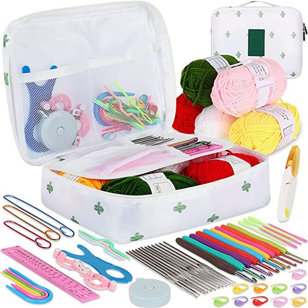 Tizuqe Crochet Tool Kits 58pcs Silicone & Aluminum Hooks Crochet Needle 5.51in Long