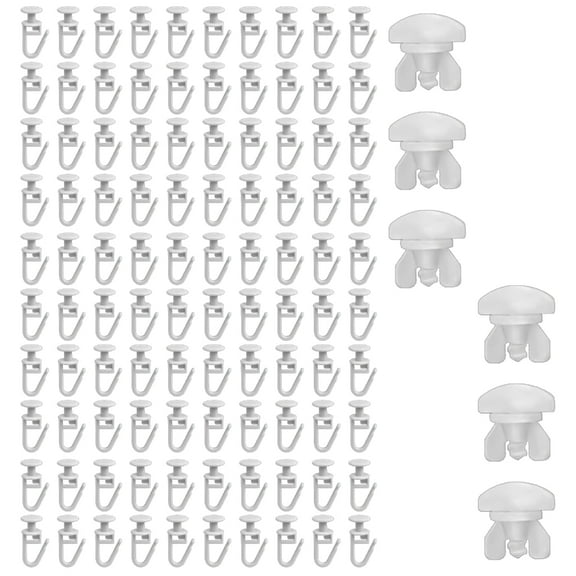 Tizuqe Curtain Installation Set 100Pcs White Cutain Track Slides Gliders with Folding Hook and 6Pcs Curtain Track End Stoppers