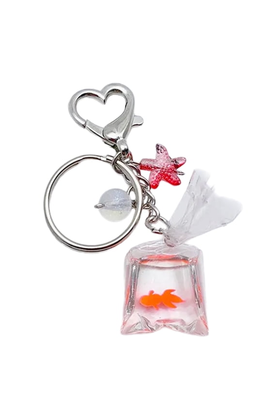 Cute Cartoon Fish Charm Keychain Pet Starfish Hanging Ornament Keyring Lovely Pendant for Purse Bag Backpack Handbag