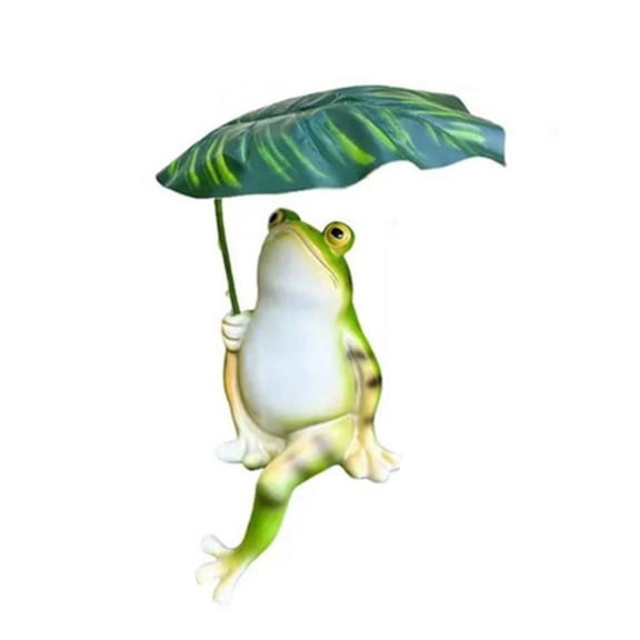 Tizuqe Cute Frogs Holding Leaf Sculpture for Outdoor Garden or Indoor Shelf Display