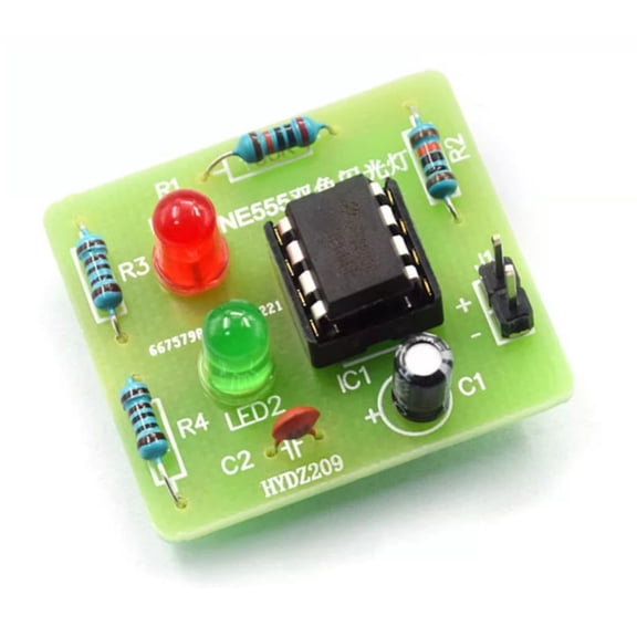 Tizuqe DIY Double Color Flashing Light Project NE555 Base Circuit Board Educational Hobbyist