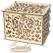 Tizuqe DIY Wedding Gift Mr & Wooden Card Money Box for Case With Lock Rustic Beauti