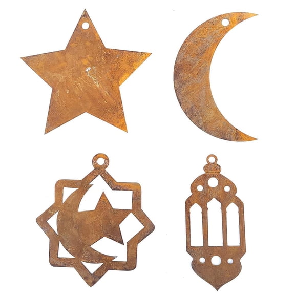 Tizuqe Decorative Rusted Star Moon Pendant Plant Outline for Rusty Garden Parterre Decors Photo Props Lovely Charm