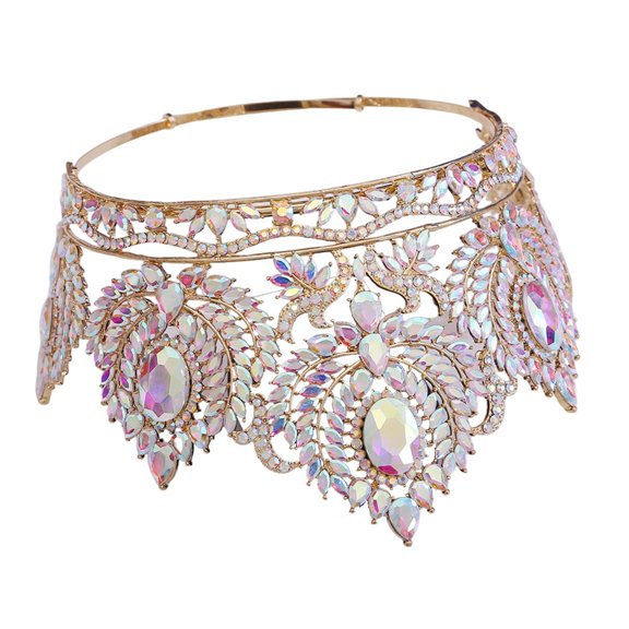 Tizuqe Delicate Crystal Crowns for Women Stylish Tiaras with Embellishments