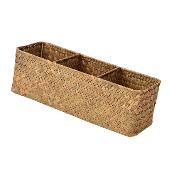 Tizuqe Desktop Basket Sea Grass Storage Box for Organizing Stationery and Accessories