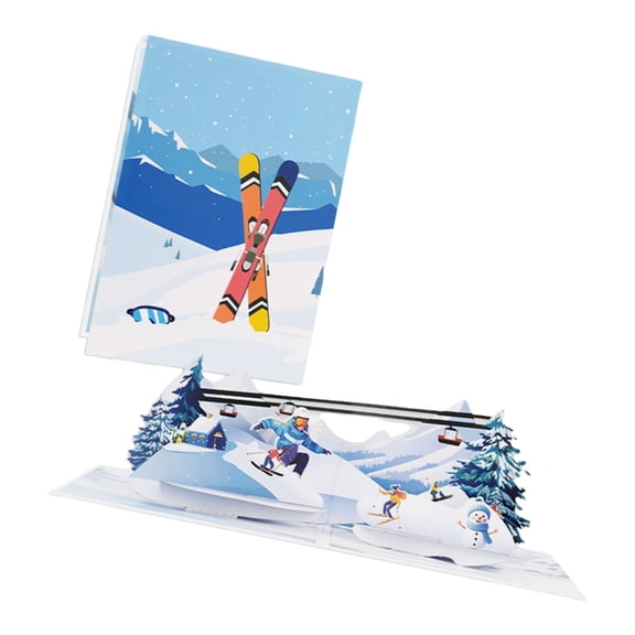 Tizuqe Detailed 3D Ski Slope Paper Carving Greeting Card Handcrafted Seasonal Home Display Piece