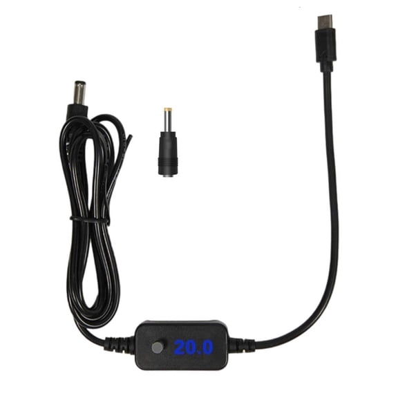 Tizuqe Digital Display Type C To DC5525 Adapter Cable Adjustment 5V-20V Output Multiple Connectors Compatibility