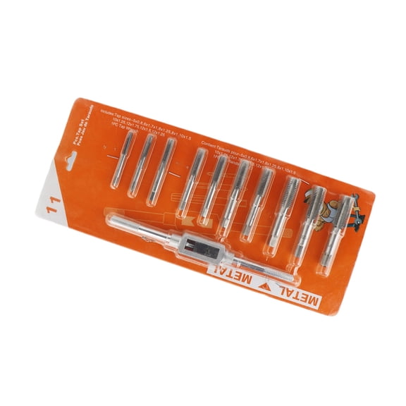 Tizuqe Durability Steel Tap and Die Set, 11Pieces, Ergonomic Wrenches Design for Comfortable Grip Repairing Work Tasks Tool
