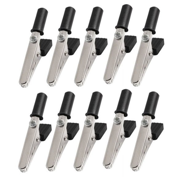 Tizuqe 10Pcs 55mm Metal Alligator Clips Plastic Cable Test Probe Electrical Test Clamps